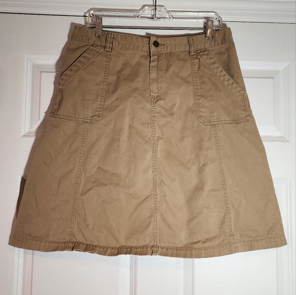 Eddie Bauer Tan Cotton Pocket Front Skirt Size 12 - Picture 1 of 5